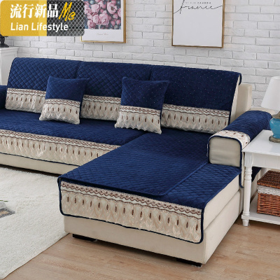 水晶绒沙发垫四季通用防滑坐垫简约现代毛绒套罩靠背垫盖布巾北欧 三维工匠