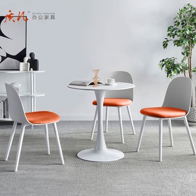 质凡时尚岩板圆桌洽谈桌椅组合餐桌小圆桌子洽谈桌 一桌三椅