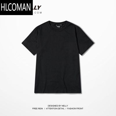 HLCOMANulzzang复古潮牌短袖T恤2025夏季新品纯色透气大码I男女白T半袖