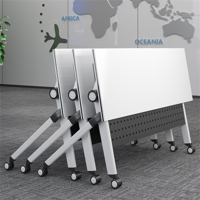 易企采 1200*600*750mm 办公家具折叠培训桌移动会议桌会议室桌子会议条桌双层办公桌户外宣传桌折叠桌
