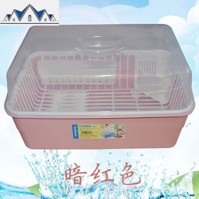 特大号厨房箱子收纳盒放碗筷的带盖沥水家用超大装塑料翻盖碗架置 三维工匠收纳层架