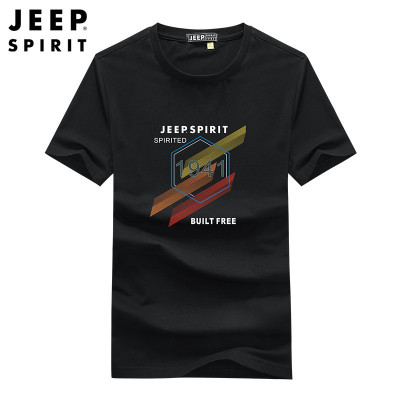 JEEP SPIRIT新款印花短袖T恤男大码棉休闲宽松夏季男装