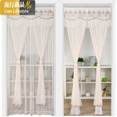 双层蕾丝帘免打孔家用防蚊纱帘卧室厨房卫生间隔断帘半截帘子夏 三维工匠窗帘