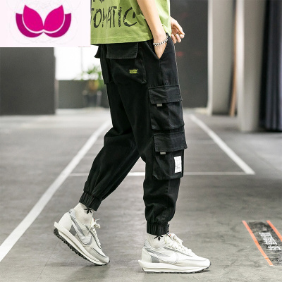 七斓机能工装裤男ins潮牌宽松裤子加绒加厚潮流束脚休闲长裤