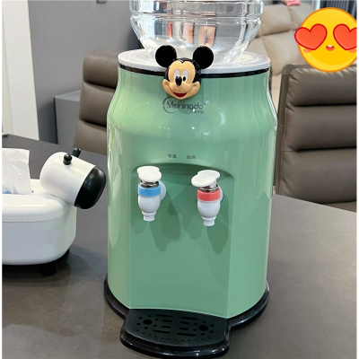 邦可臣办公室桌面小型矿泉水饮水机桶装热水台式宿舍制冷热两用儿童家用_卡通米奇绿色_温热