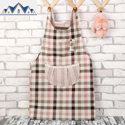 围裙日式家用罩衣厨房棉麻防水防油男女时尚韩版可爱做饭工作服 三维工匠