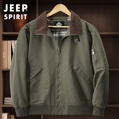 JEEP吉普新水洗棉飞行夹克外套男春秋MA1飞行夹克棒球服