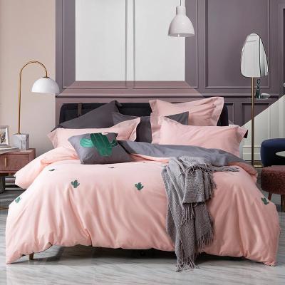 家柏饰(CORATED)家纺全棉四件套全棉床上用品简约chic风刺绣套件Y