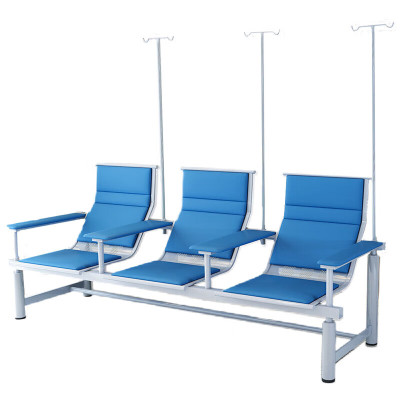 晋舰 输液椅医院诊所点滴吊针排椅大厅加固加厚候诊椅 三人皮扶手蓝色