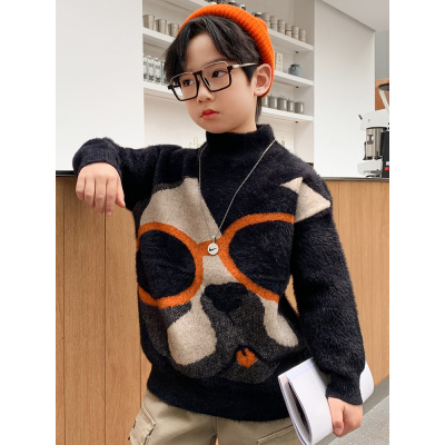 男童毛衣新款儿童秋冬款针织衫洋气加厚冬季中大童水貂绒冬装