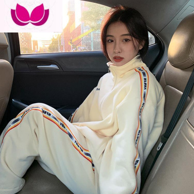 七斓时尚外套港风学生宽松显瘦减龄卫衣长裤运动休闲潮流女套装