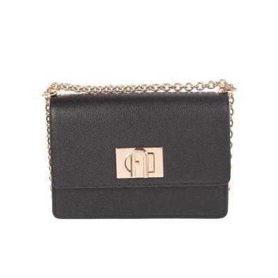 FURLA女士迷你真皮单肩包金色链条翻盖旋扣便携斜挎小方包