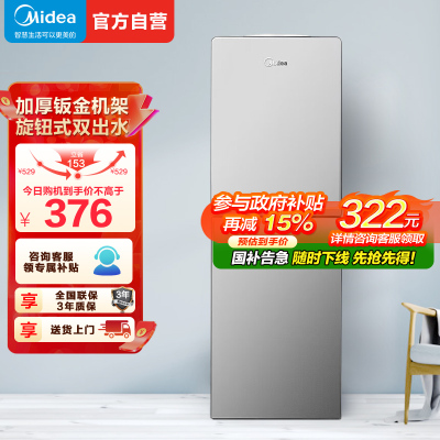 美的(Midea)饮水机 立式家用办公双封闭门防尘大储物柜饮水器银色 YR1518S-X 温热型