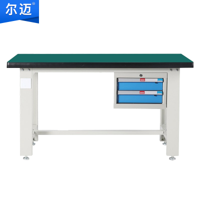 尔迈 重型钳工工作台防静电操作台工厂多功能工具台 2.1米单桌+吊抽