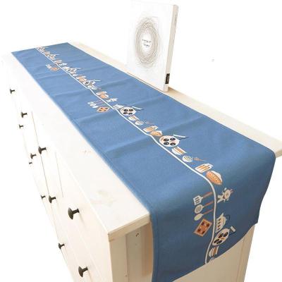 家柏饰(CORATED)日式餐桌布棉麻布艺茶几电视柜鞋长条客厅餐厅盖巾桌旗 厨房布朗熊 35*220cm