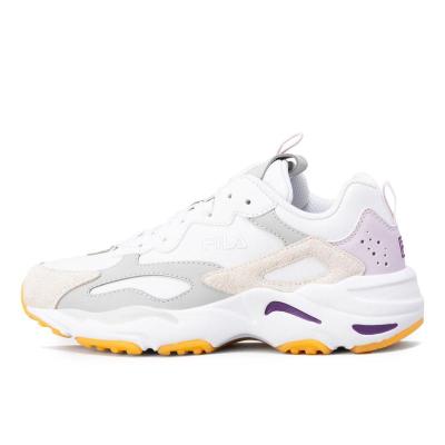 FILA女款休闲运动鞋透气EVA中底复古跑鞋白色拼接潮流百搭鞋