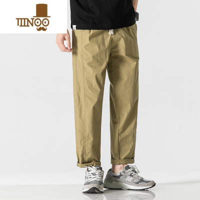 YANXU薄款休闲裤男夏季2023新款九分裤男生潮流宽松直筒运动长裤男