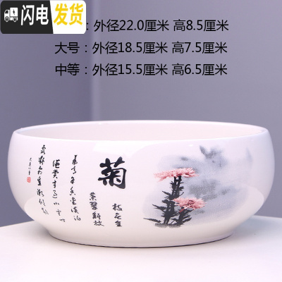 三维工匠无孔大号铜钱花盆 陶瓷 中国风绿萝碗睡莲水培植物水仙花盆 水培.菊花 特大花盆容器