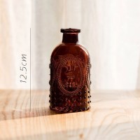 美帮汇小型玻璃器皿小花瓶花器 透明干花插花小号水培客厅装饰摆件 百合棕瓶