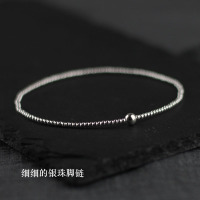 森系ins转运珠精致女纯银复古古风简约脚链女925纯银个性圆珠时尚送女朋友老婆情人节七夕生日礼物