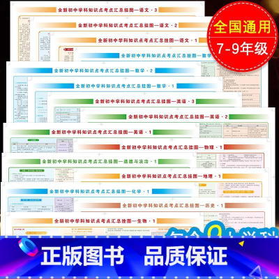 [2科套装]政治+历史(挂图5张) 初中通用 [正版]小四门必背知识点挂图 初中知识点考点汇总挂图语文数学英语物理化学政