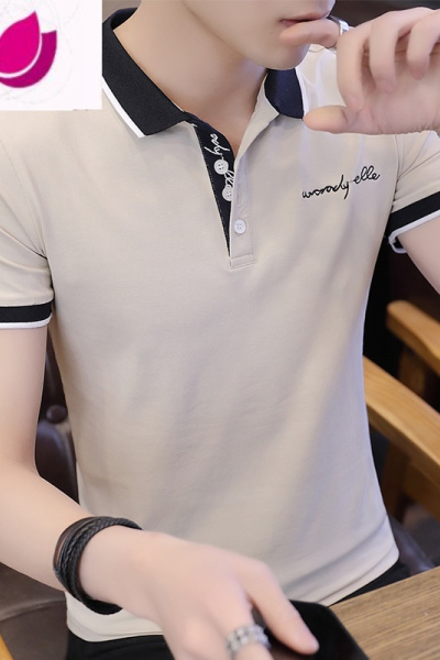 七斓夏装男士t恤短袖潮流2023夏季新款半袖衫衬衫领男装有领体恤