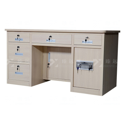 臻远 BXZ-16 钢制保险桌可投币收银财务桌1.4m白木纹五斗电子锁