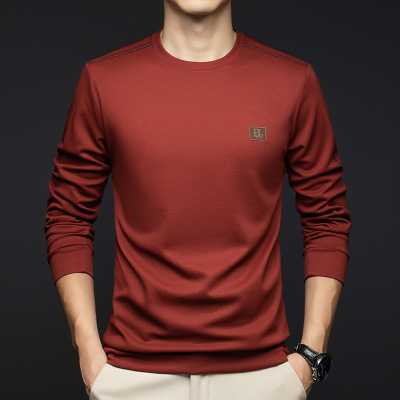 男士卫衣秋季新款圆领套头时尚休闲印花舒适透气长袖打底衫男