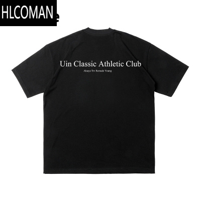 HLCOMAN潮牌圆领短袖T恤oversize男装夏新款简约高级感百搭上衣痞帅