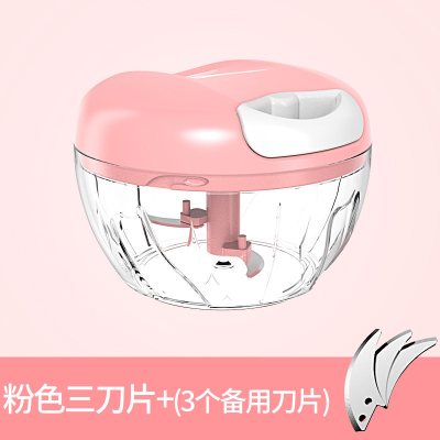 家用蒜泥器手动压蒜器切绞拉搅拌机搅蒜器大蒜捣蒜蒜蓉搅碎机 敬平 搅蒜器-(粉色)+备用刀片研磨碗(碎物器)