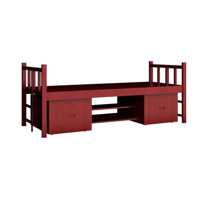 正斌上下铺双层床实木营具宿舍单人床实木单层床[带床下柜]