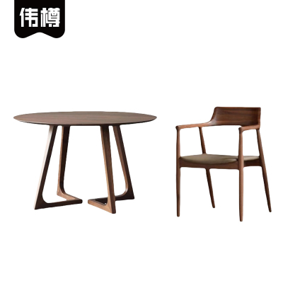 伟樽实木圆餐桌120*120*75cm+椅子*6套