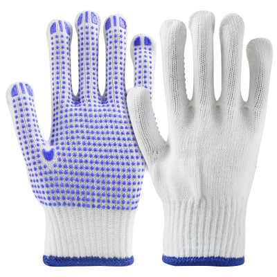 手套 家务手套点胶手套劳保耐磨工作防滑加厚白棉纱棉线尼龙点珠劳工劳动男工地干活