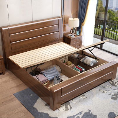 臻远 ZY-SMC-116 现代简约实木床双人床 1.8米气压高箱