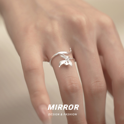 925纯银小苍兰戒指女指环尾戒高级感气质潮流小众设计精致送女朋友老婆情人节七夕生日礼物