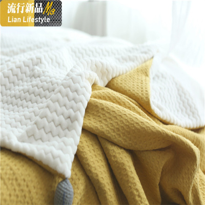 [小华夫格]北欧少女心被套毛毯盖毯加厚冬季保暖毯子简约休闲毯 三维工匠