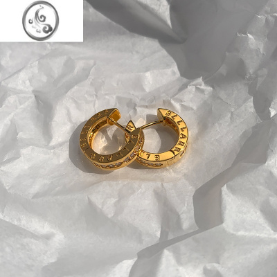 JiMiB家金色字母圆圈耳环女小众设计感轻奢高级欧美ins耳圈男耳扣耳饰
