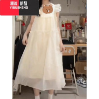 YIBUSHENG风情万种小飞袖连衣裙子女装2024新款季初恋清纯奶甜长裙小个子