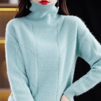 貂绒打底衫秋冬新款女装高领短款宽松套头加厚羊毛针织衫毛衣