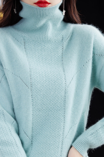 貂绒打底衫秋冬新款女装高领短款宽松套头加厚羊毛针织衫毛衣