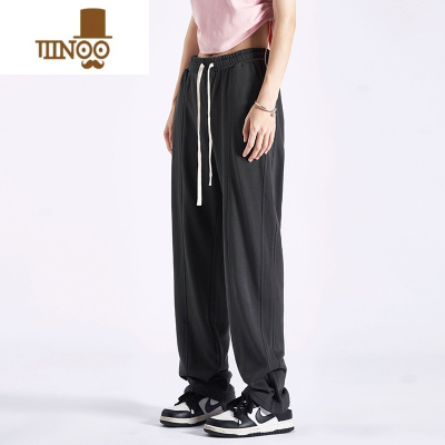 YANXU美式高街垂感宽松阔腿裤潮牌男女复古大码休闲直筒运动长裤子