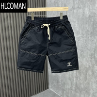 HLCOMAN男士修身休闲潮流网红刺绣宽松五分裤2023夏季新款速干沙滩短裤