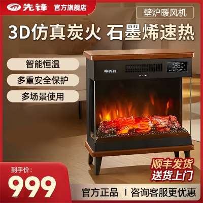 先锋壁炉取暖器家用客厅3D仿真火焰热风机语音遥控暖风机DBL-GY1R