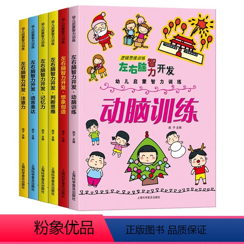 左右脑智力开发 [正版]全6册左右脑智力开发逻辑思维训练幼儿启蒙智力训练想象创造判断思维记忆力语言表达注意力动脑训练专注