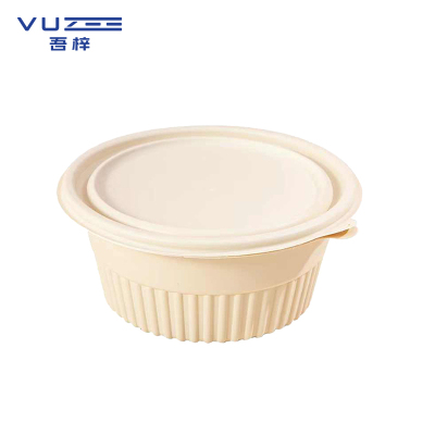 吾梓 一次性餐盒 圆形打包饭盒750ml*300个/箱