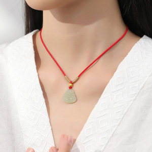 鑫铂尼和田玉吊坠玉石笑口弥勒佛公挂件玉佛挂坠女款生日节日礼物送女友妈妈 和田玉弥勒佛项链