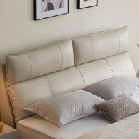 欧先生高脚实木现代极简真皮双人软靠包主卧次卧室真皮床1.5米1.8米婚床