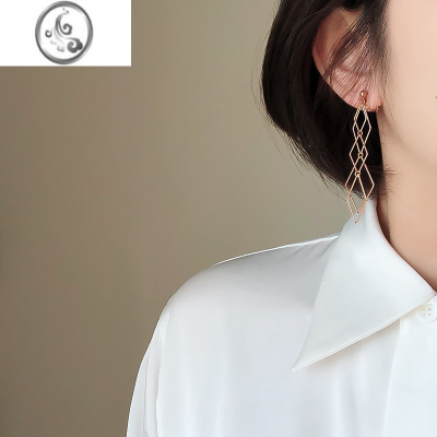 JiMi高级感蚊香盘耳夹长款无耳洞复古港味显脸瘦气质适合圆脸超仙耳环
