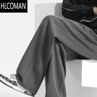 HLCOMAN垂感直筒裤男款男裤休闲裤加绒卫裤运动长裤冬季加厚男士裤子