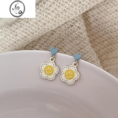 JiMi夏天奶油蓝耳环女爱心耳坠小清新耳钉可爱少女耳饰新款潮耳环耳夹